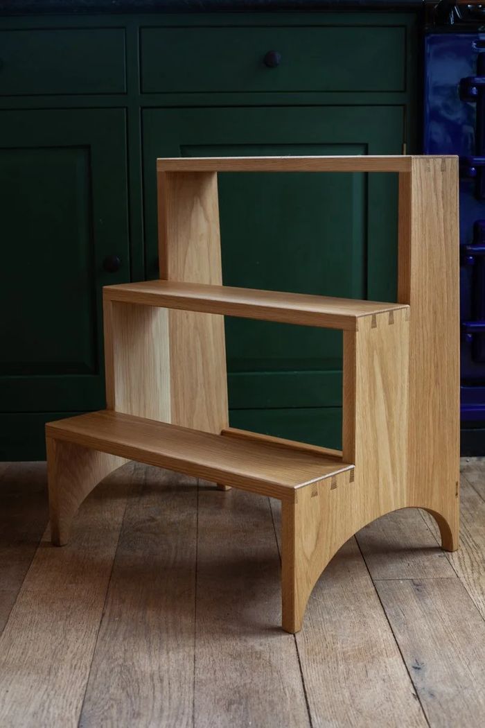 A handmade wooden step stool
